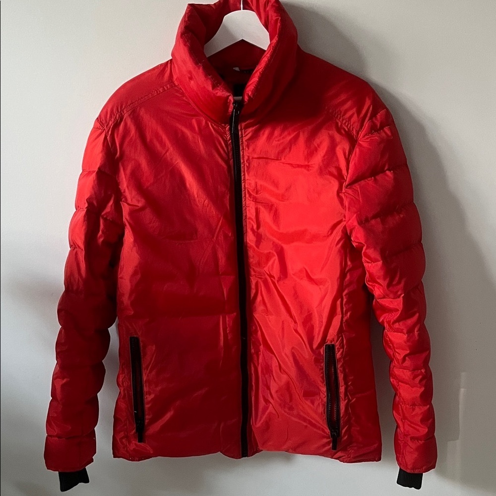 Zara Bold Red Men's Puffer Winter Jacket .